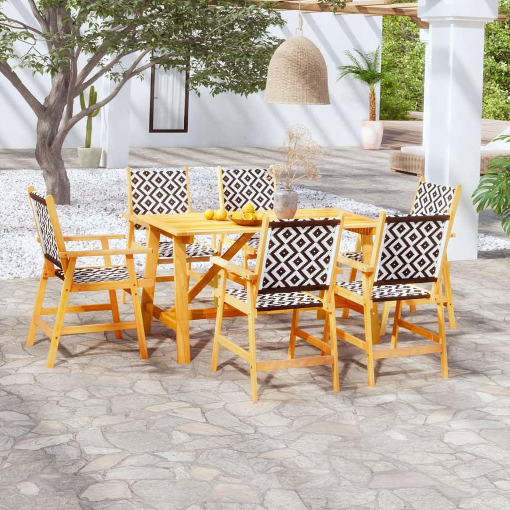 7 Piece Garden Dining Set Solid Wood Acacia