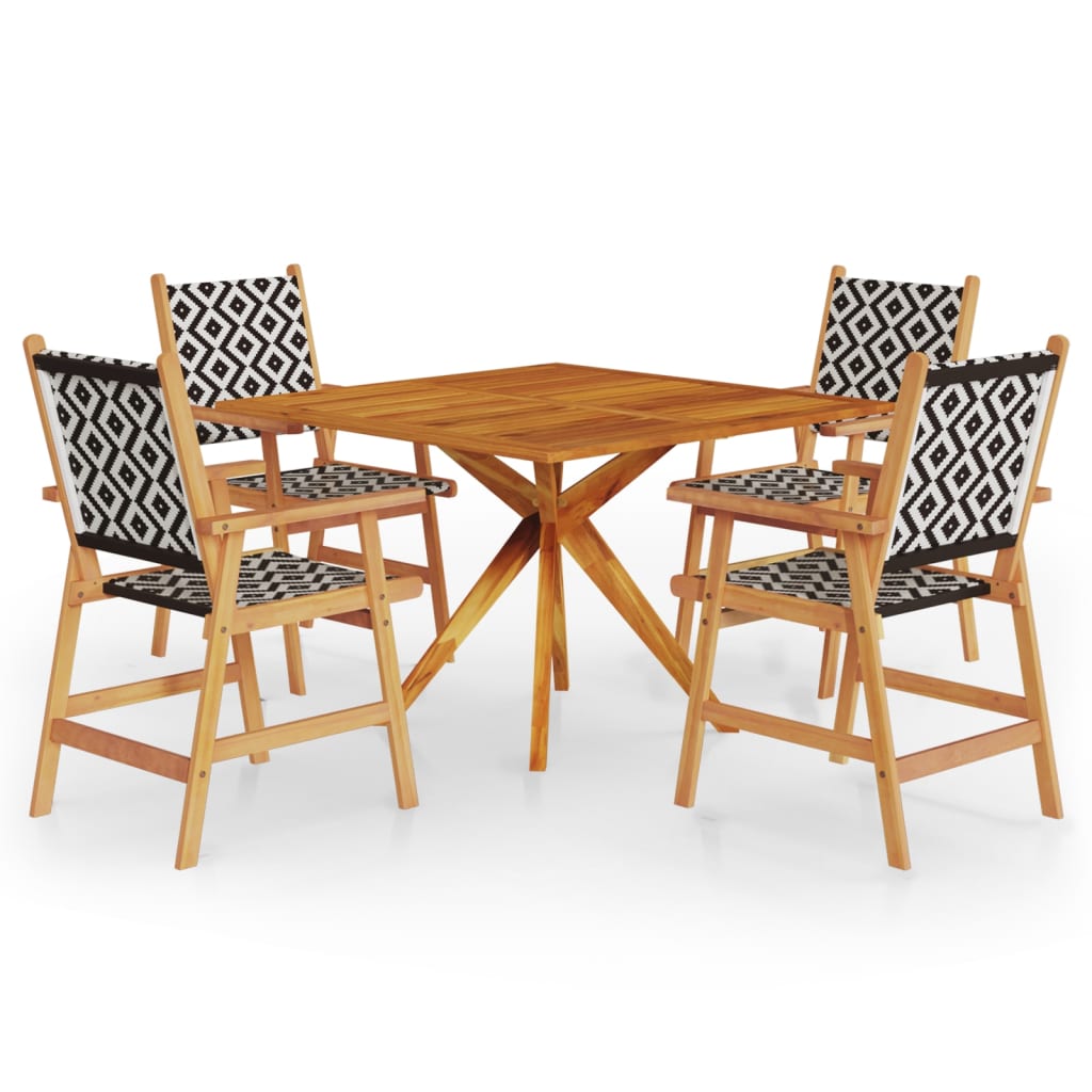 5 Piece Garden Dining Set Solid Wood Acacia