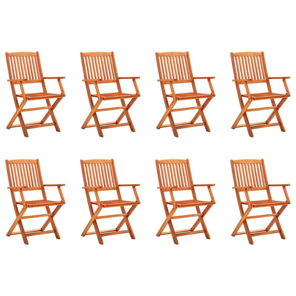 Folding Garden Chairs 8 pcs Solid Eucalyptus Wood