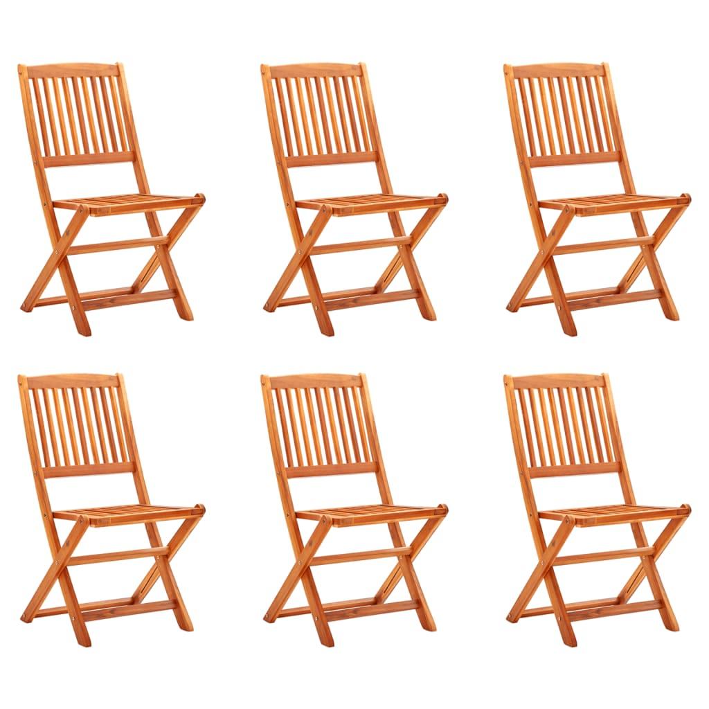 Folding Garden Chairs 6 pcs Solid Eucalyptus Wood