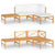 4 Piece Garden Lounge Set with Cream Cushions Solid Teak Wood