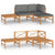4 Piece Garden Lounge Set with Grey Cushions Solid Teak Wood