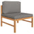 5 Piece Garden Lounge Set with Grey Cushions Solid Teak Wood