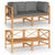 2-Seater Garden Sofa with Grey Cushions Solid Wood Teak