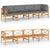 4-Seater Garden Sofa with Grey Cushions Solid Teak Wood