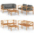 5 Piece Garden Lounge Set with Grey Cushions Solid Wood Teak