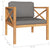 5 Piece Garden Lounge Set with Grey Cushions Solid Wood Teak