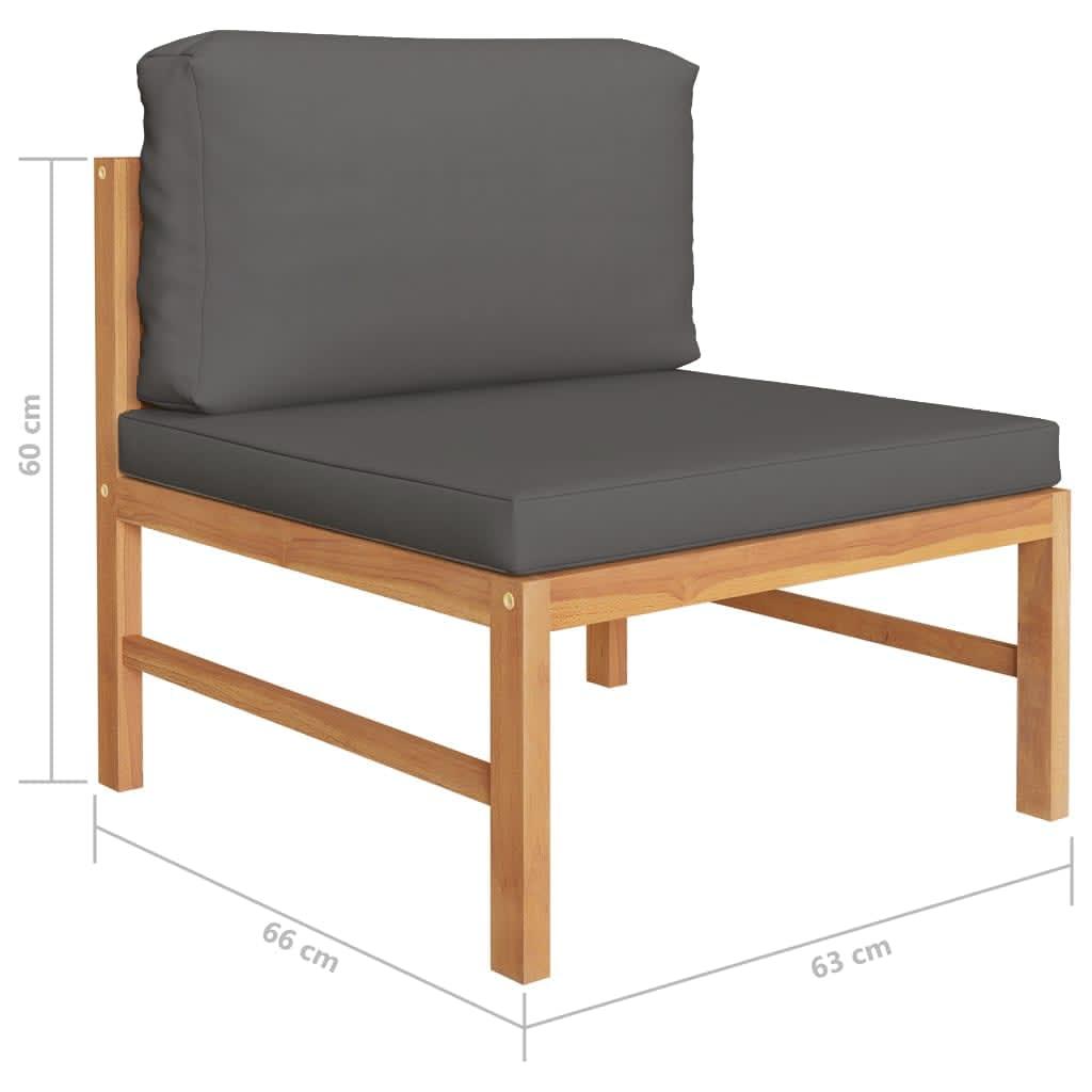 7 Piece Garden Lounge Set with Grey Cushions Solid Wood Teak