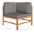 9 Piece Garden Lounge Set with Grey Cushions Solid Teak Wood
