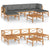 7 Piece Garden Lounge Set with Grey Cushions Solid Teak Wood