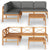 5 Piece Garden Lounge Set with Grey Cushions Solid Teak Wood