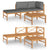 4 Piece Garden Lounge Set with Grey Cushions Solid Teak Wood