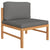4 Piece Garden Lounge Set with Grey Cushions Solid Teak Wood