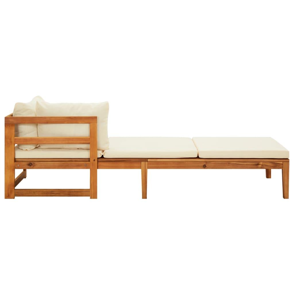 3 Piece Garden Lounge Set with Cream White Cushions Acacia Wood