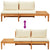 Garden Benches with Cream White Cushions 2 pcs Acacia Wood