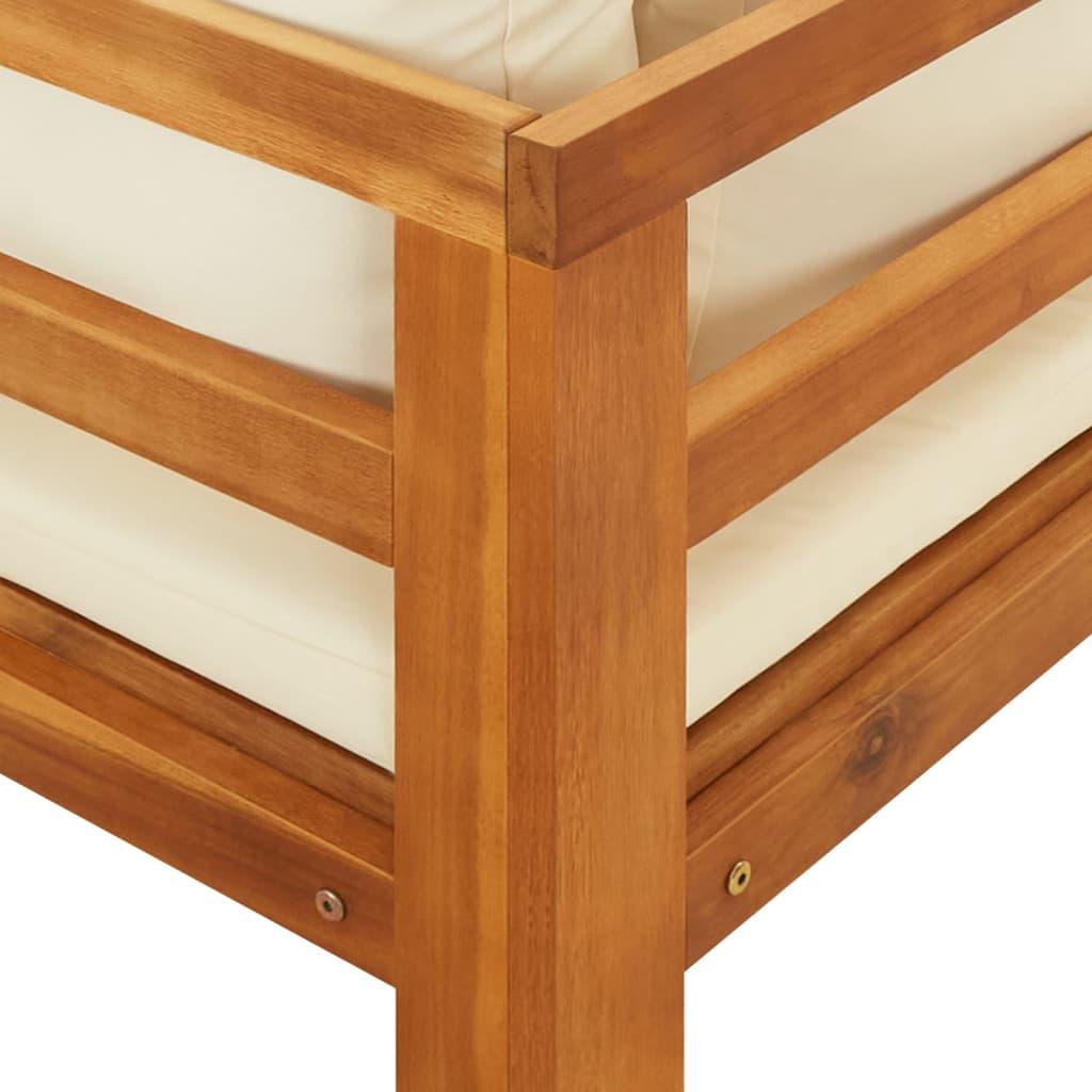 Garden Benches with Cream White Cushions 2 pcs Acacia Wood