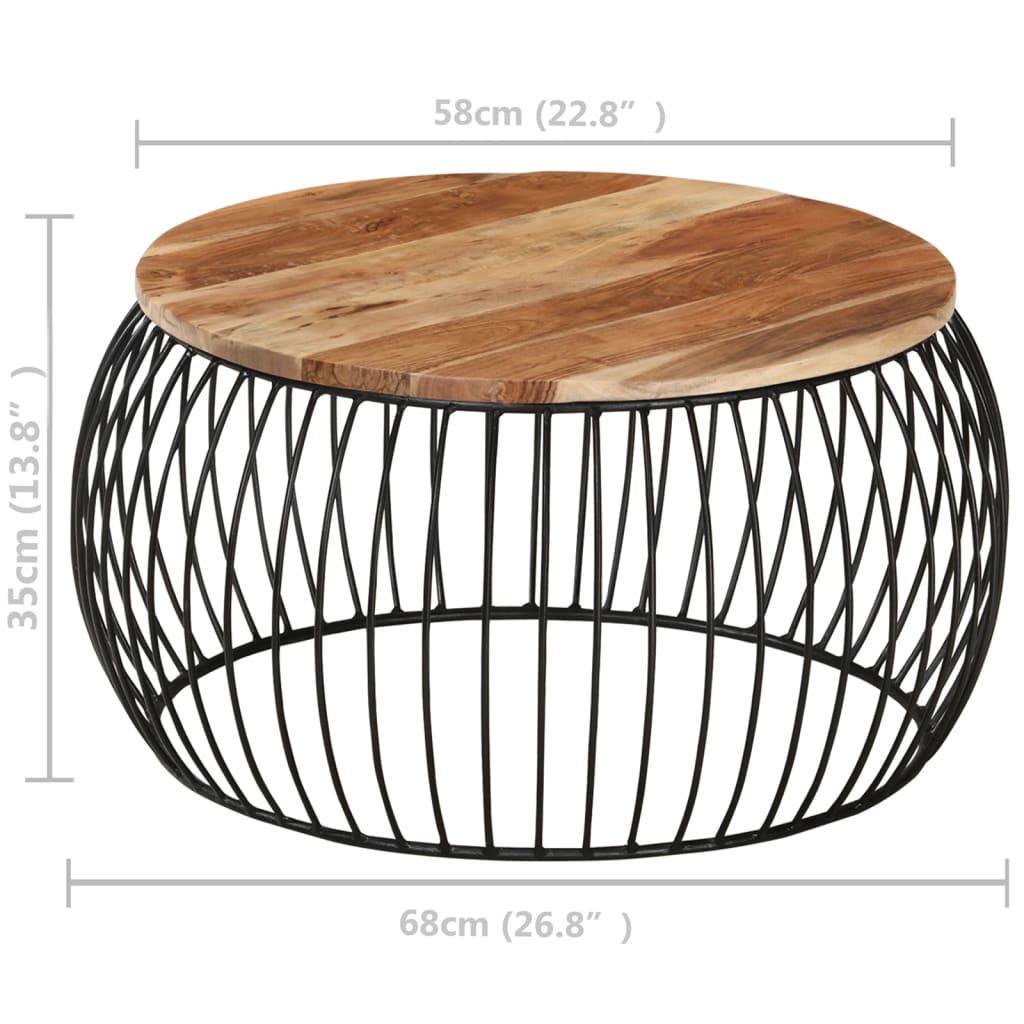 Coffee Table Ø68 cm Solid Acacia Wood