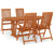 5 Piece Garden Dining Set Solid Wood Eucalyptus