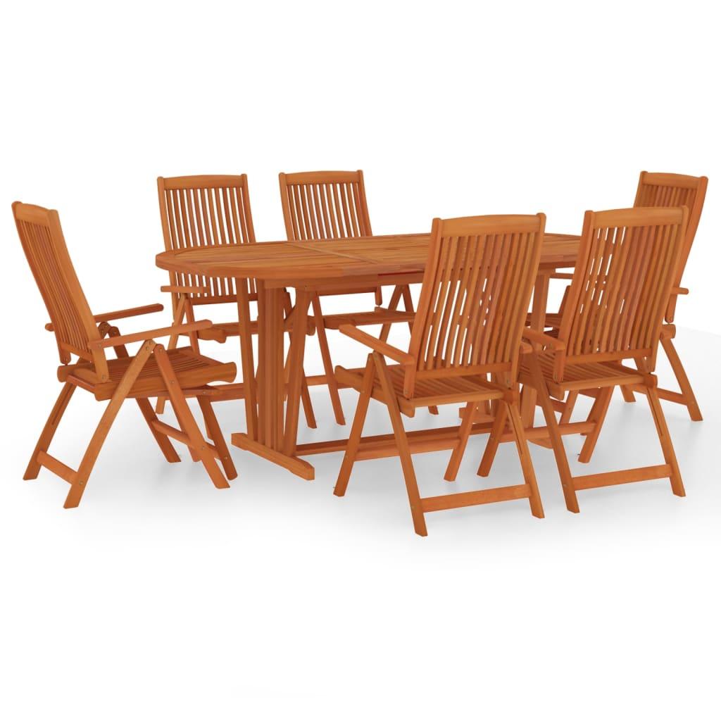 7 Piece Garden Dining Set Solid Wood Eucalyptus