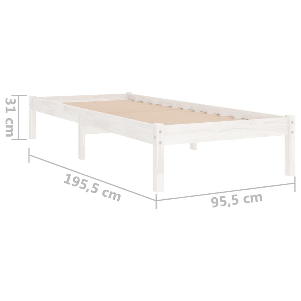 Bed Frame without Mattress White Solid Wood 90x190 cm