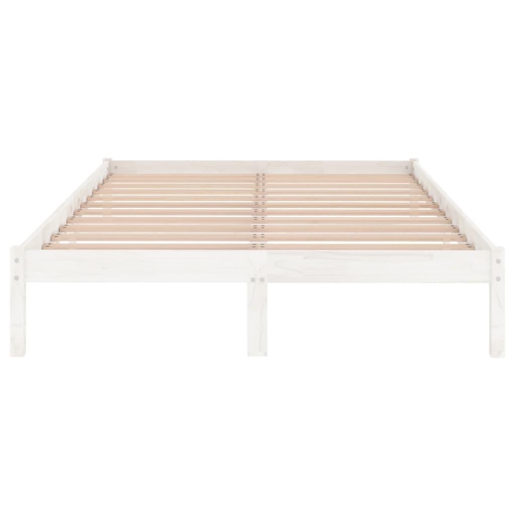 Bed Frame White Solid Wood 137x187 cm Double Size