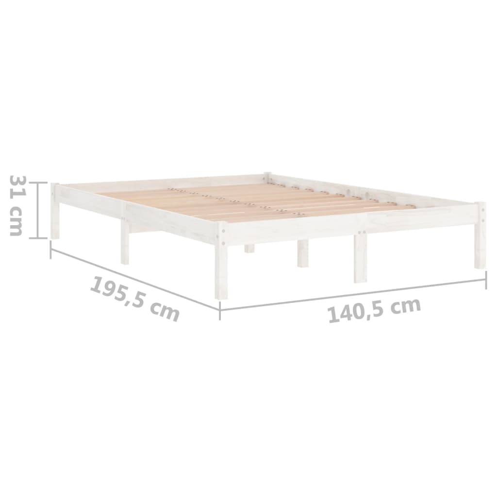 Bed Frame White Solid Wood 137x187 cm Double Size