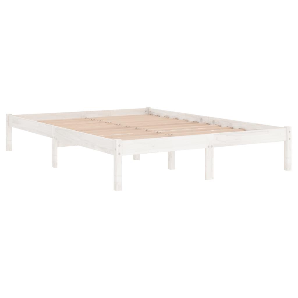 Bed Frame without Mattress White Solid Wood 150x200 cm