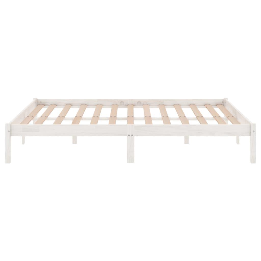 Bed Frame without Mattress White Solid Wood 150x200 cm