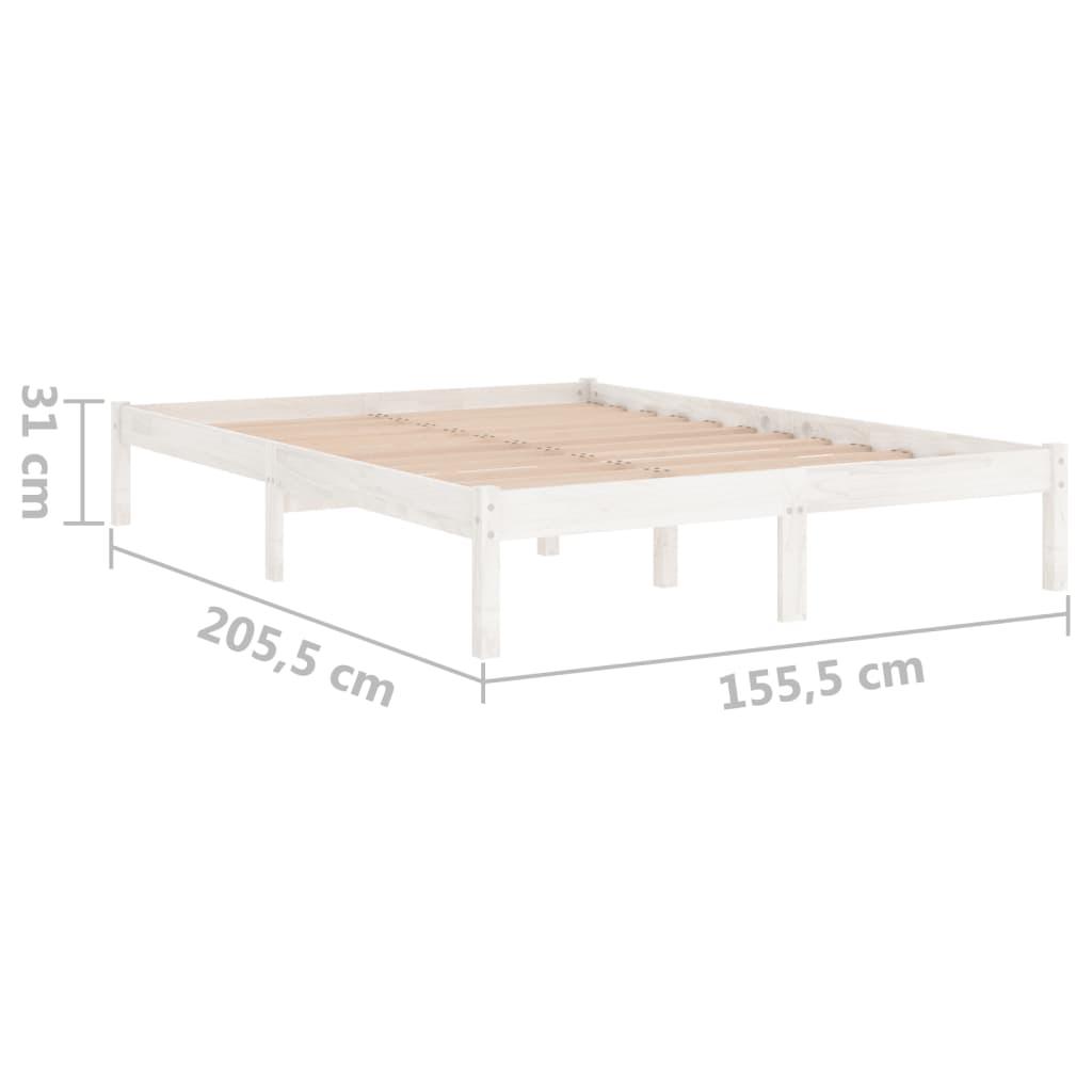 Bed Frame without Mattress White Solid Wood 150x200 cm
