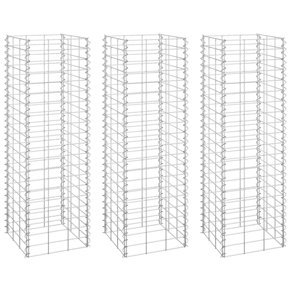 Gabion Raised Beds 3 pcs 30x30x100 cm Iron