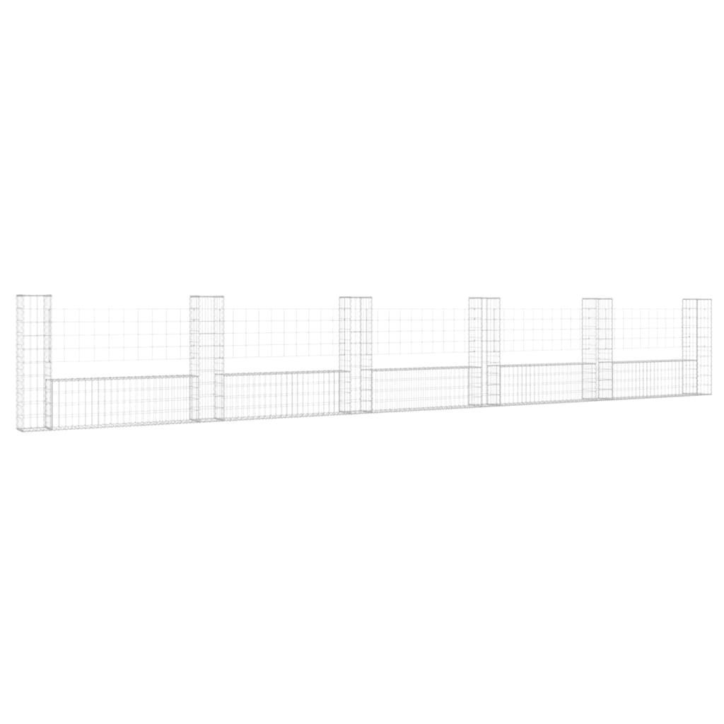 U-shape Gabion Basket with 6 Posts Iron 620x20x100 cm