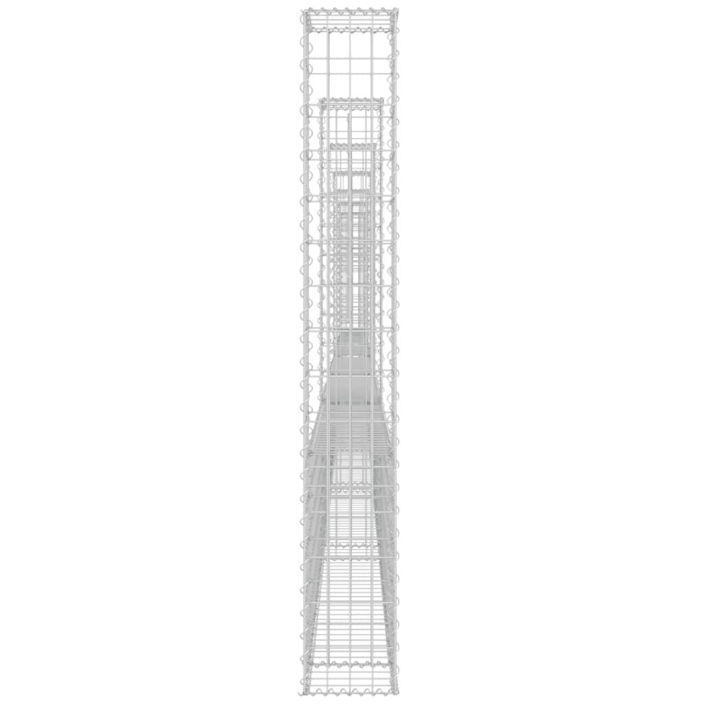U-shape Gabion Basket with 7 Posts Iron 740x20x150 cm