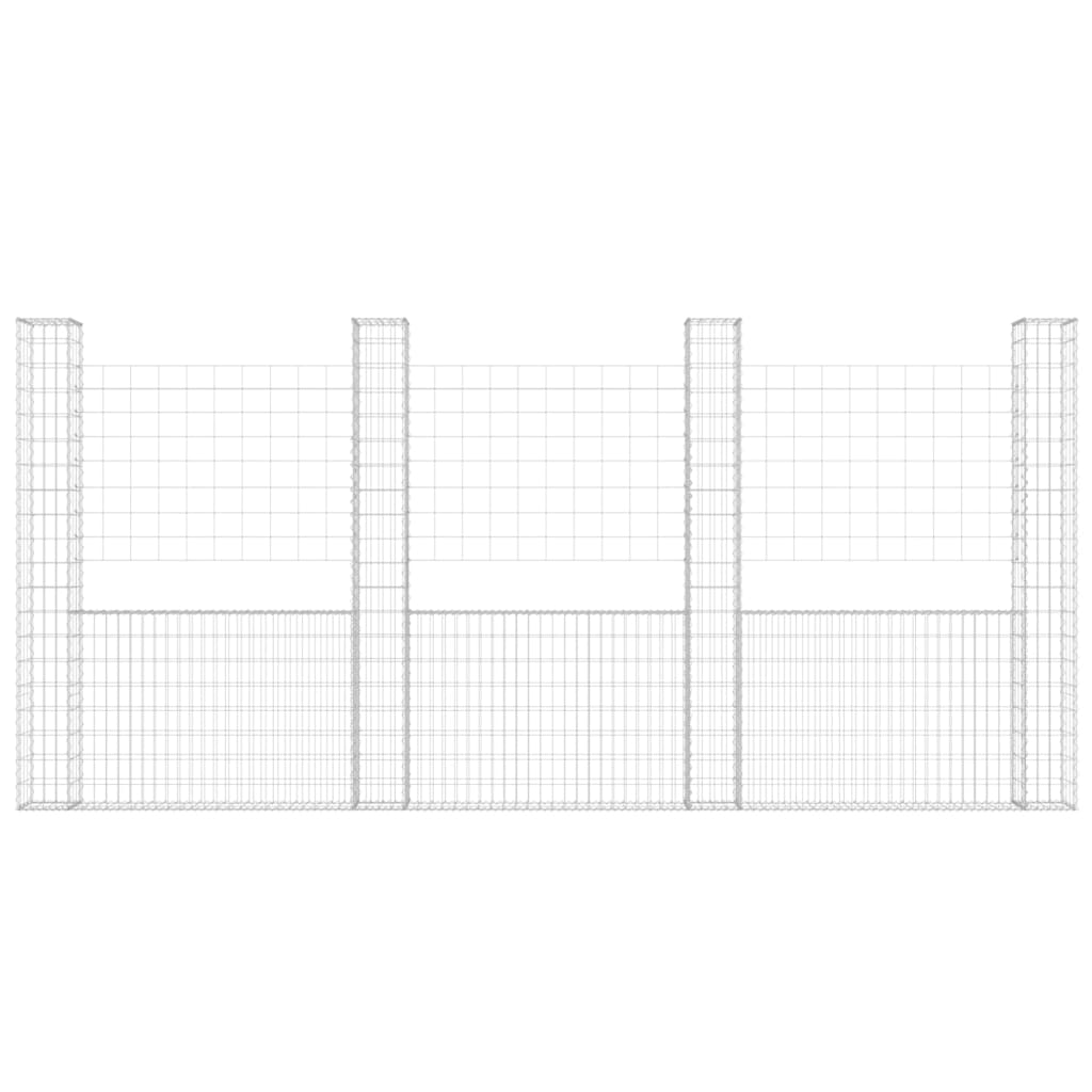 U-shape Gabion Basket with 4 Posts Iron 380x20x200 cm
