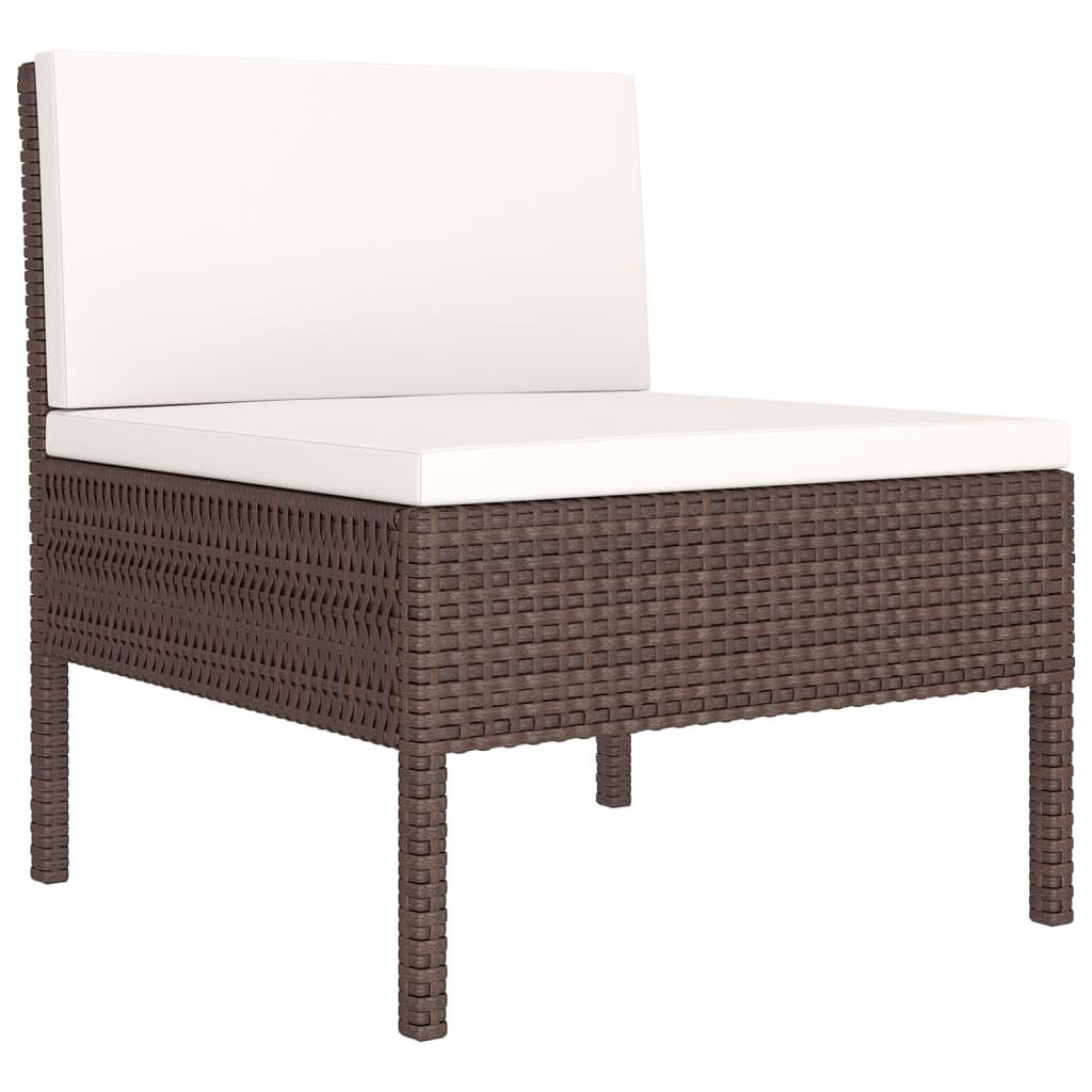 5 Piece Garden Lounge Set with Cushions Poly Rattan Brown