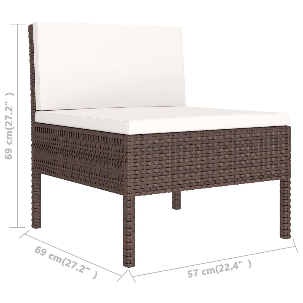 5 Piece Garden Lounge Set with Cushions Poly Rattan Brown
