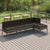 5 Piece Garden Lounge Set with Cushions Poly Rattan Grey