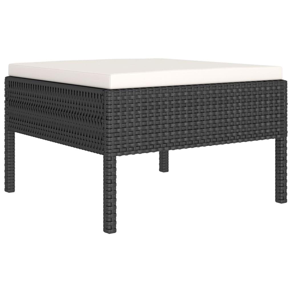 6 Piece Garden Lounge Set with Cushions Poly Rattan Black