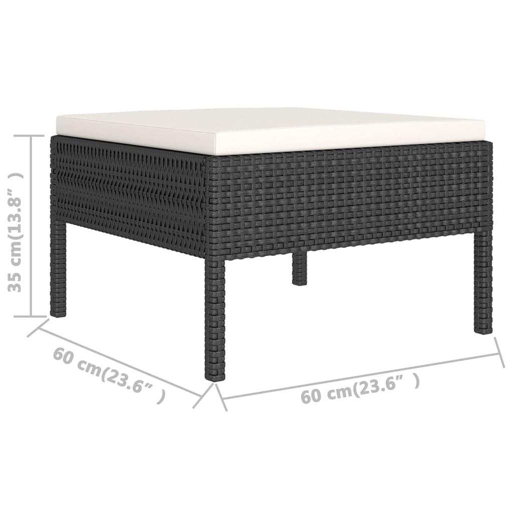 6 Piece Garden Lounge Set with Cushions Poly Rattan Black