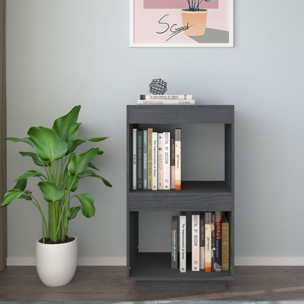 Book Cabinet Grey 40x35x71 cm Solid Pinewood