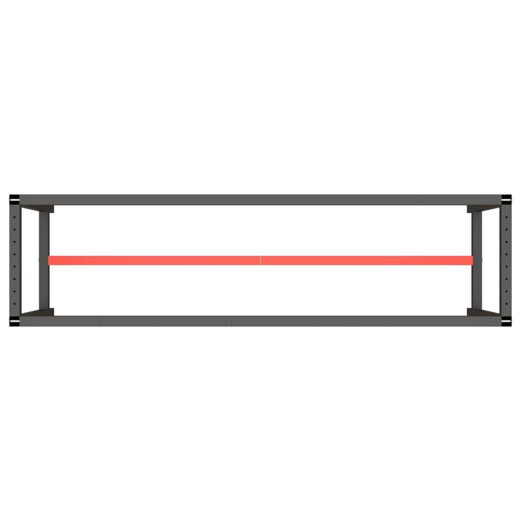 Work Bench Frame Matte Black and Matte Red 210x50x79 cm Metal