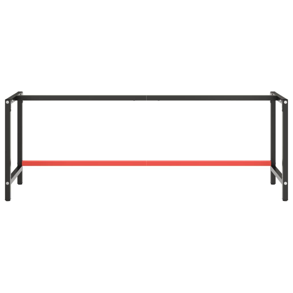 Work Bench Frame Matte Black and Matte Red 220x57x79 cm Metal