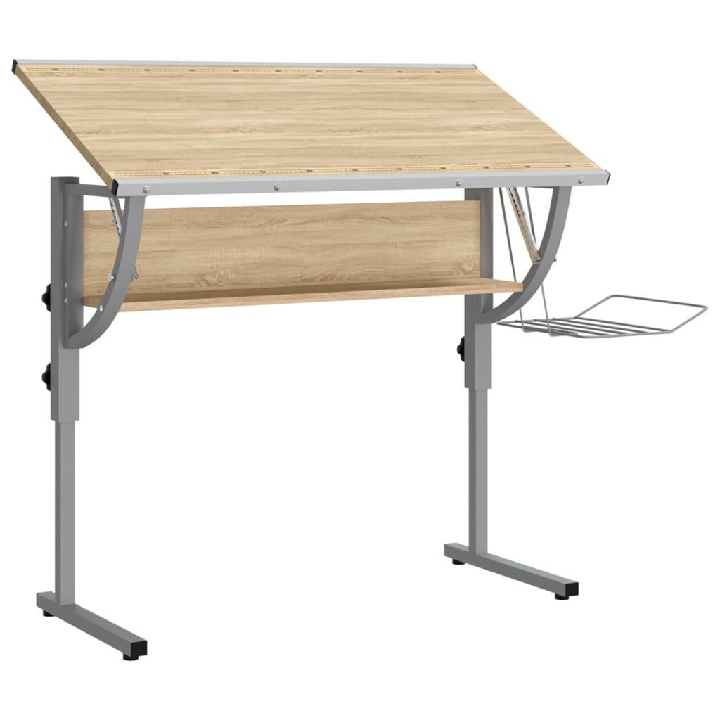 Craft Desk Sonoma Oak and Grey 110x53x(58-87)cm Engineered Wood and Steel