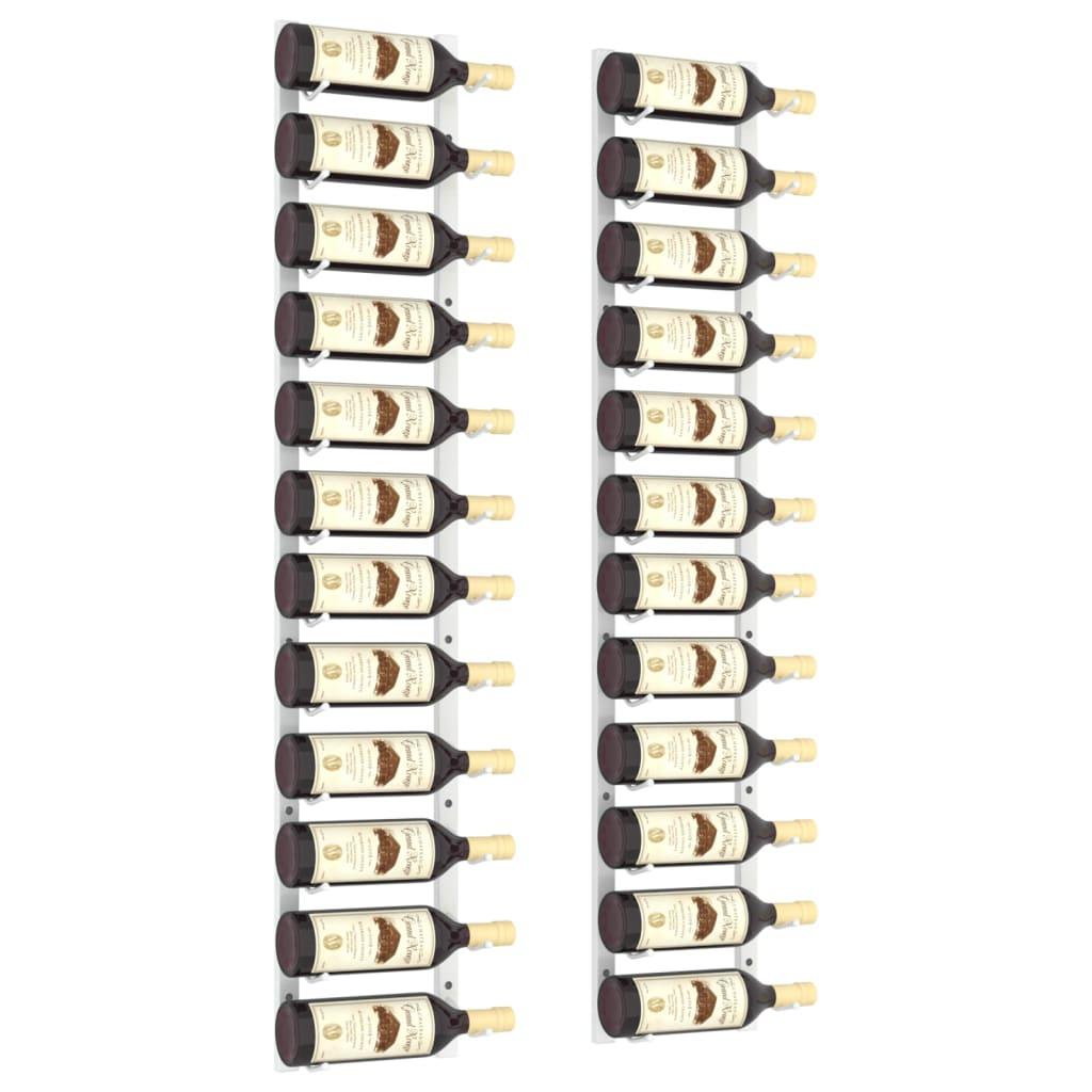 Wall Mounted Wine Rack for 12 Bottles 2 pcs White Iron