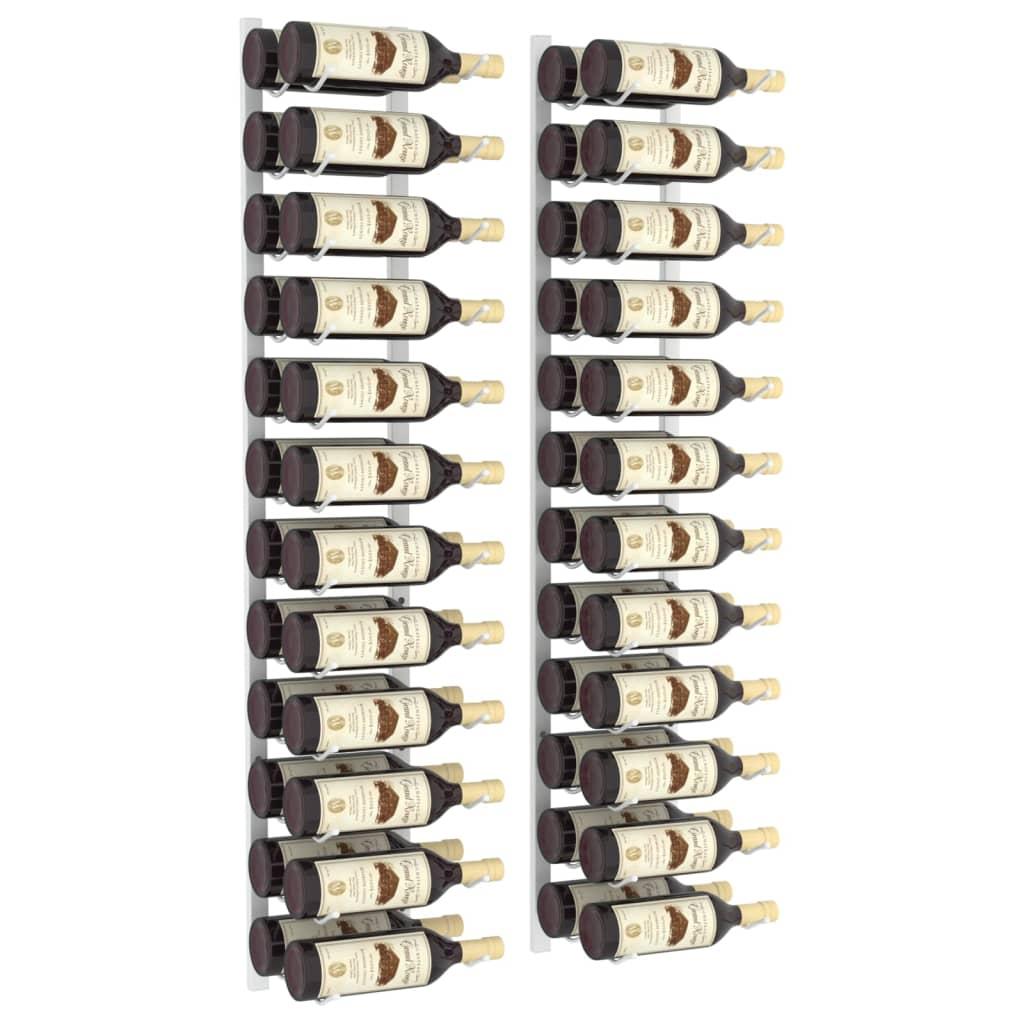 Wall Mounted Wine Rack for 24 Bottles 2 pcs White Iron