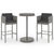 3 Piece Garden Bar Set with Cushions Poly Rattan Grey