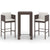 3 Piece Garden Bar Set with Cushions Poly Rattan Brown