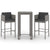 3 Piece Garden Bar Set with Cushions Poly Rattan Grey