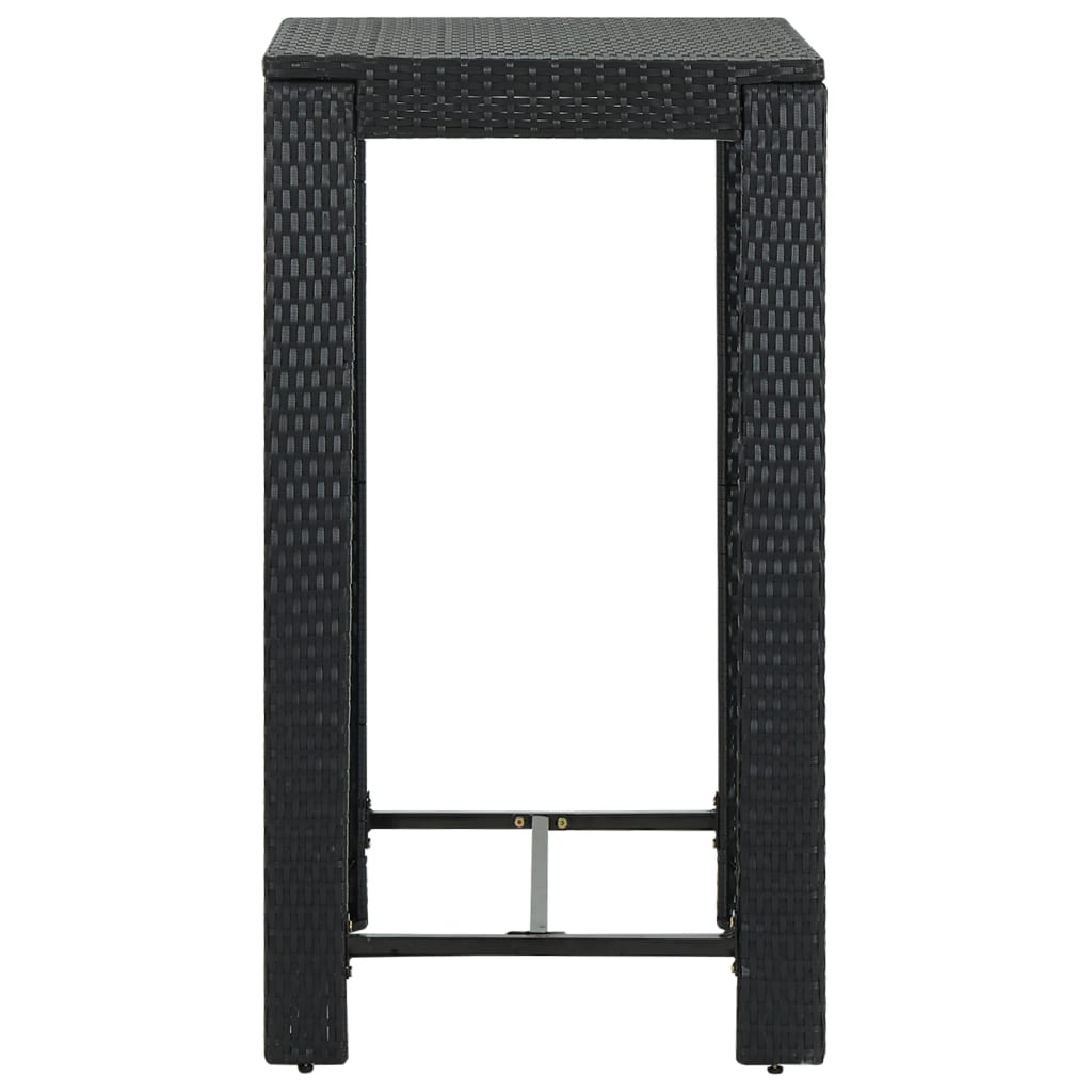 5 Piece Garden Bar Set with Cushions Poly Rattan Black