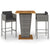 3 Piece Garden Bar Set with Cushions Poly Rattan Grey