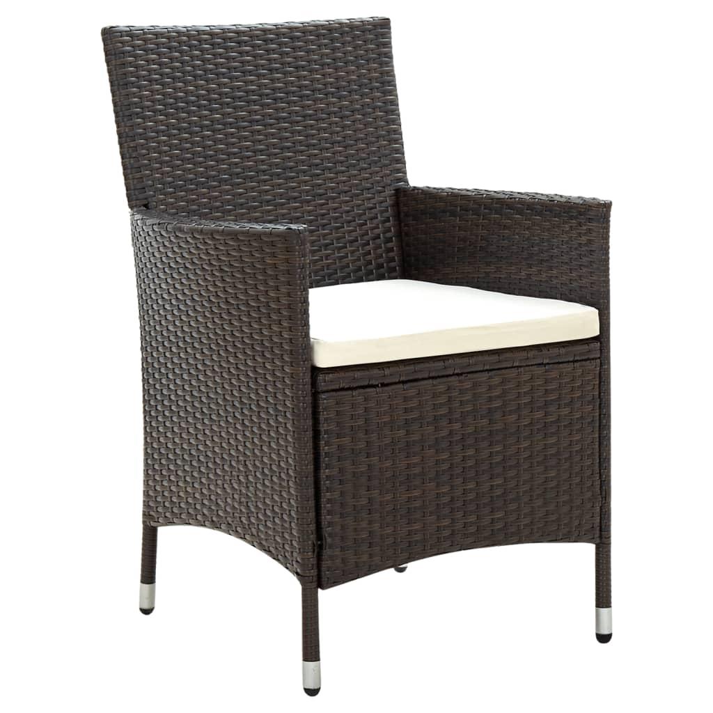 9 Piece Outdoor Dining Set with Cushions Poly Rattan Brown